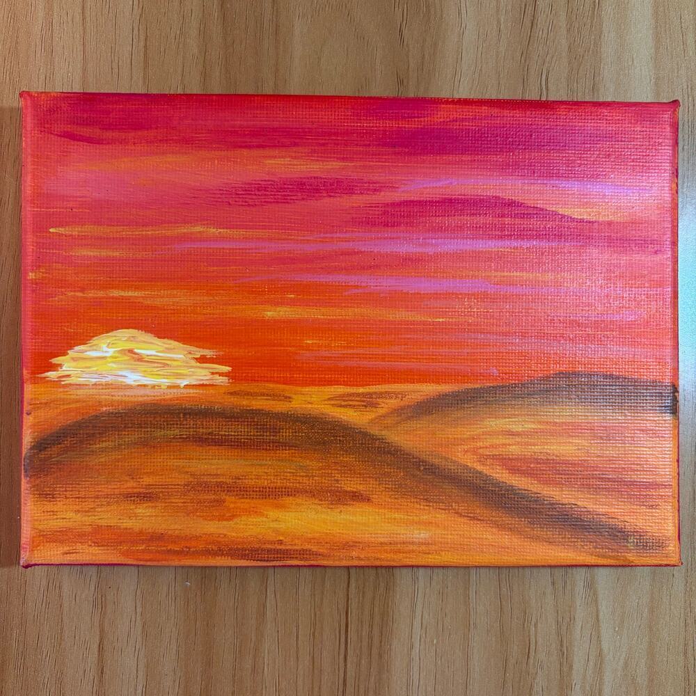 Hand painted acrylic original painting desert sunset